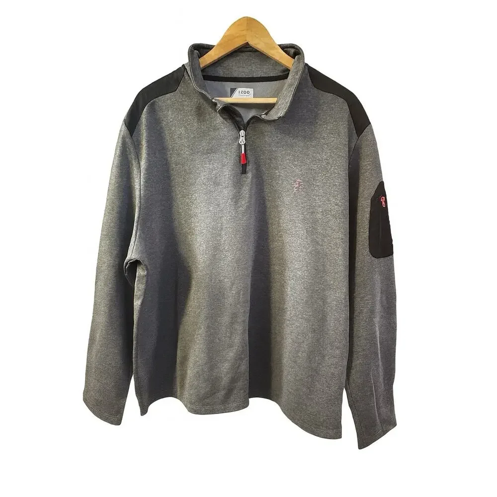 IZOD PerformX Men’s 1/4 Zip Pullover Sweatshirt – XXL – Gray & Black Polyester